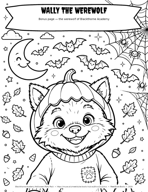 Wally coloring page in bold black line work