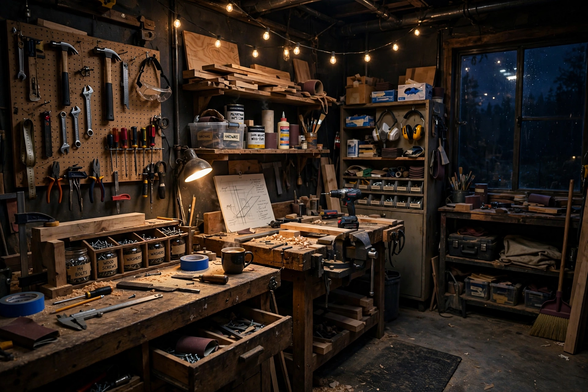 Grimlin at work at her candlelit midnight workshop desk