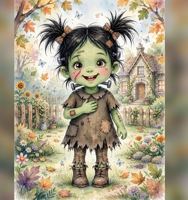 Frankie, Piece by Piece book cover — Frankie among the autumn leaves
