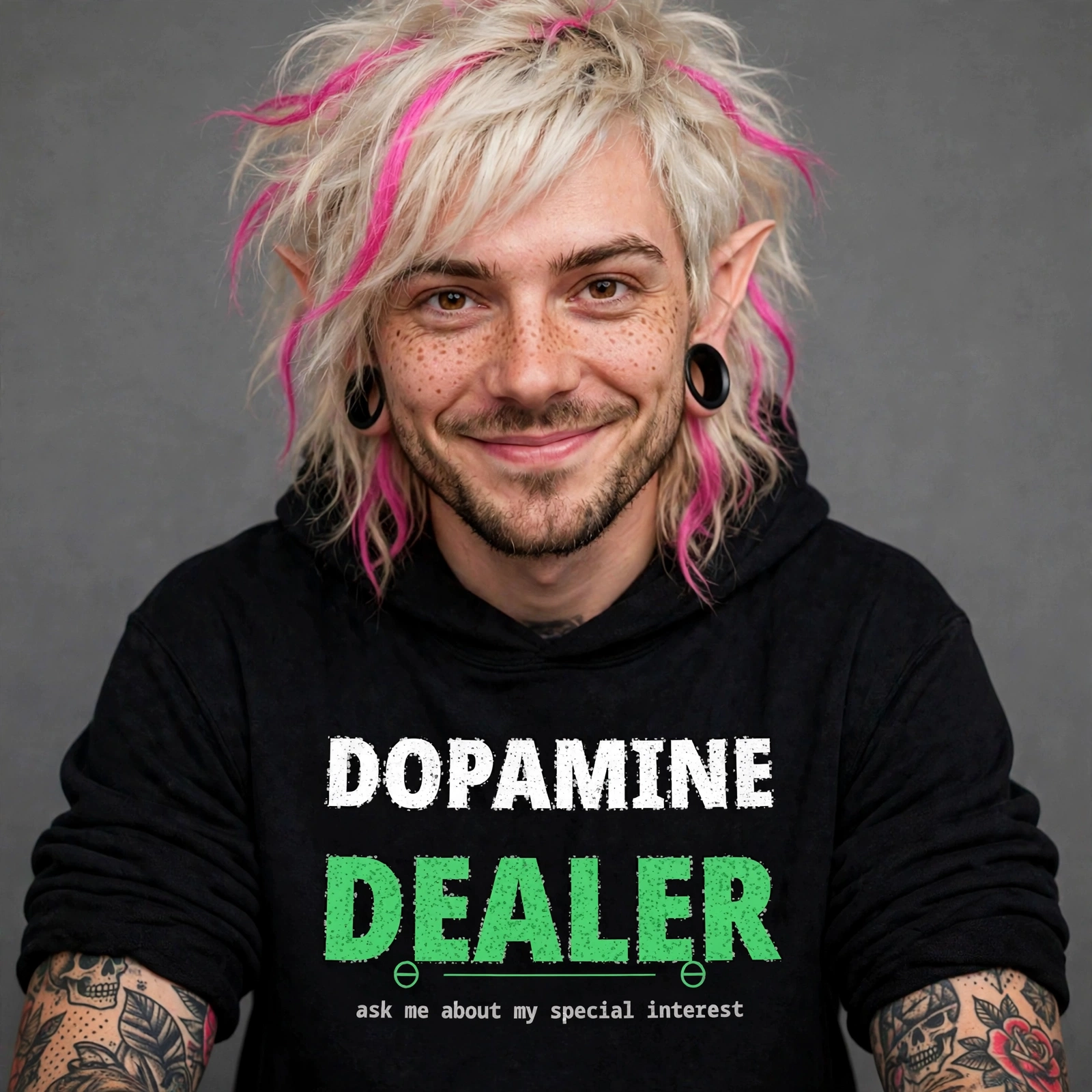 Dopamine Dealer hoodie design — ask me about my special interest
