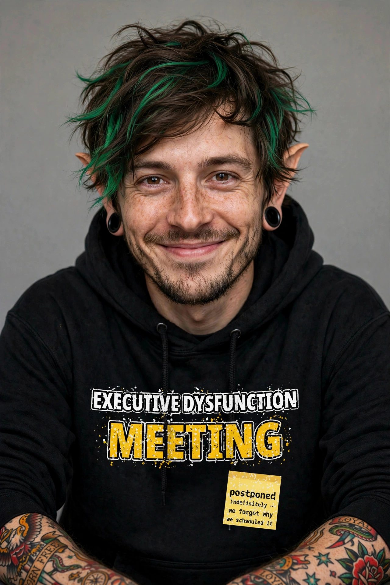 Executive Dysfunction Meeting hoodie design — meeting postponed indefinitely