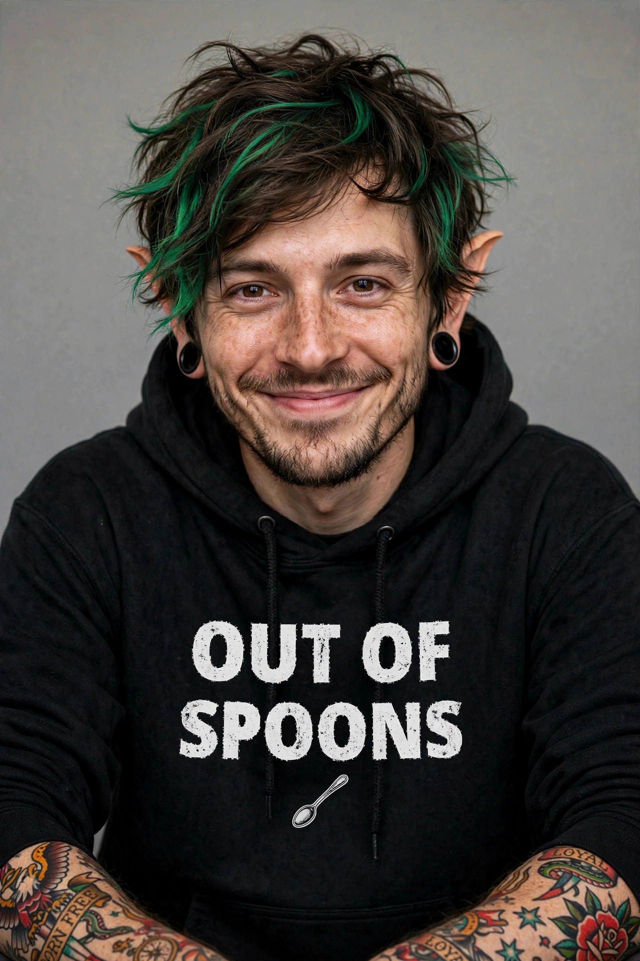 Out of Spoons hoodie design — one lone spoon