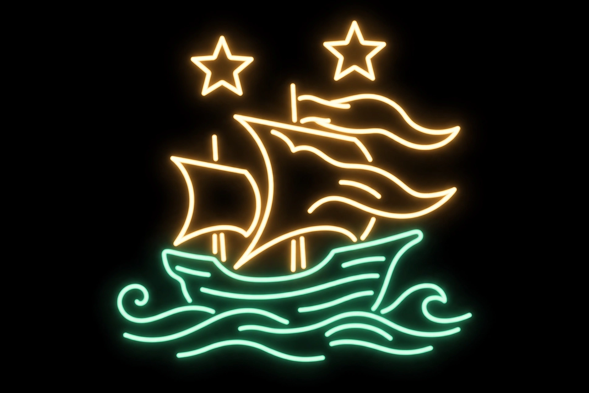 Pan's Ship neon sign design